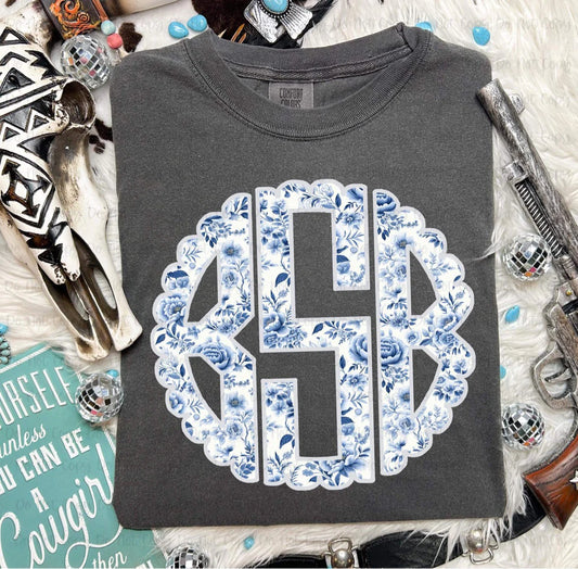 Blue Roses Monogram