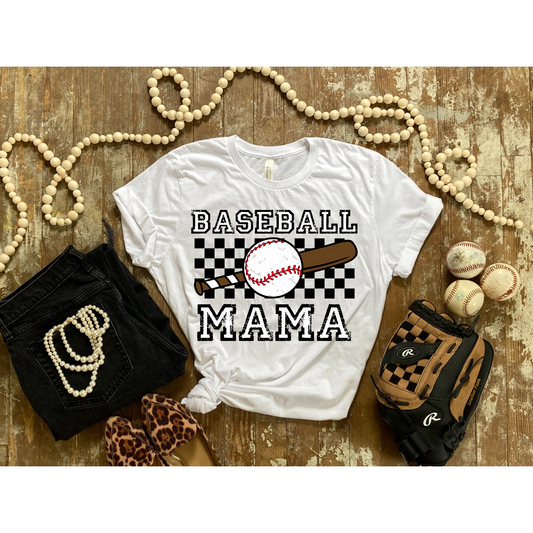 Checkered Baseball Mama